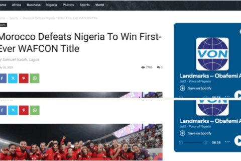 VON Apologises for False Report on Nigeria’s WAFCON Final Loss