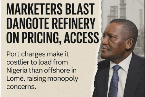 Marketers slam Dangote Refinery over pricing opacity and access limits.