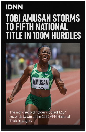 World record holder Tobi Amusan continued her dominance in Nigerian athletics by clinching her fifth 100m hurdles national title